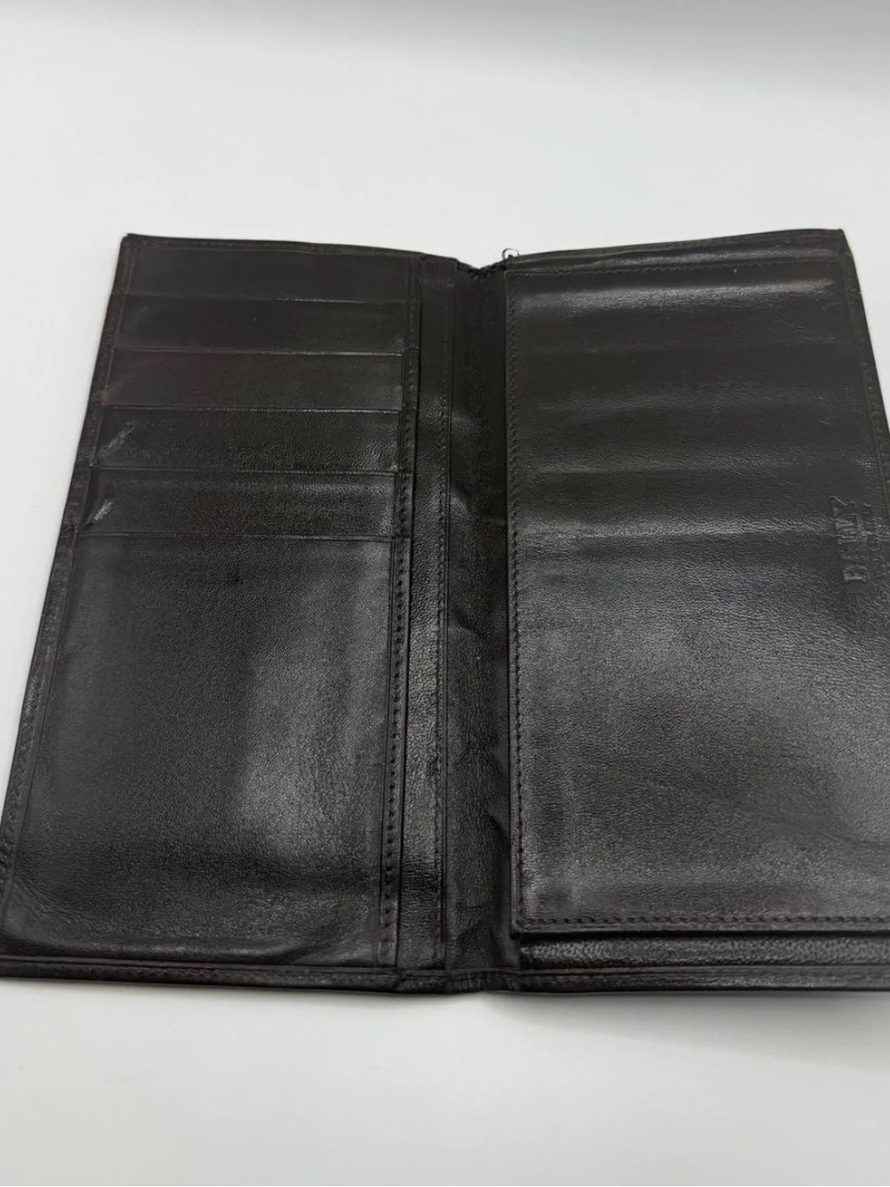 Bally Brown Leather Bifold Long Wallet Checkbook Holder Made in Italy